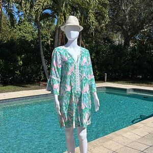 Lilly Pulitzer White Pink and Green Long Sleeve Sundress